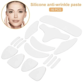 16-Piece Set Anti-Wrinkle Stickers Women Reusable Silicone Removal Sticker Face Forehead Neck Pad Aging Skin Lifting Care Patch (Color: 16pcs)