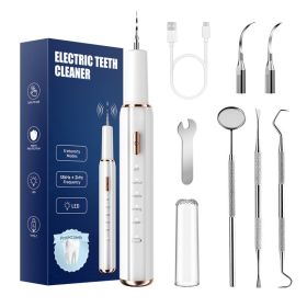 Ultrasonic dental cleaners for tartar and plaque removal, electric water flosser, crescent-shaped ultrasonic teeth clean (Color: White)